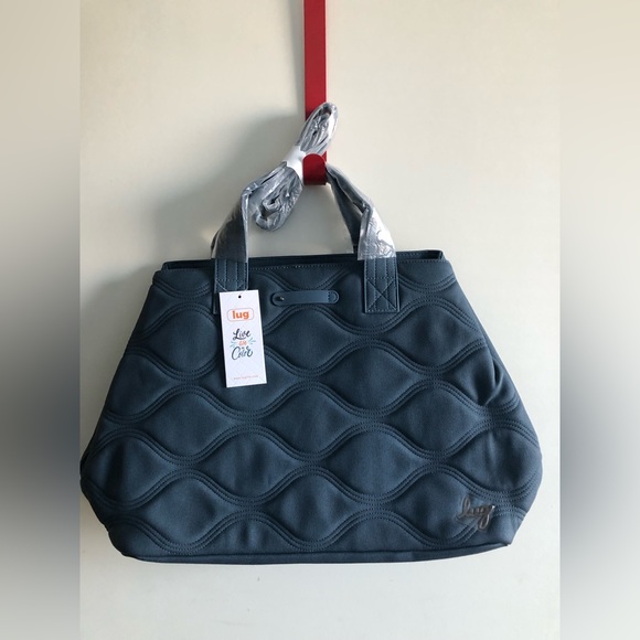lug Handbags - LUG TEMPO MATTE LUXE TOTE BAG SLATE BLUE NWT